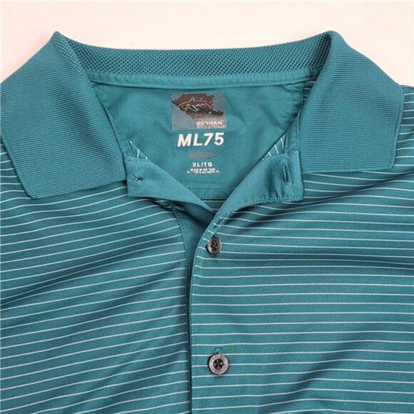 Greg Norman ML75 Polo Shirt Men's XL Green Striped Short Sleeve Stretch - Picture 6 of 8